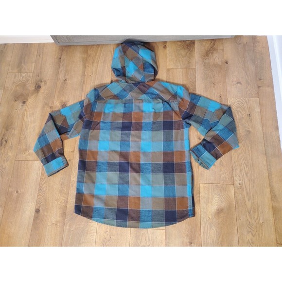 LL Bean Plaid Blue Overland Performance Flannel Snap Front Shirt Mens Sz Medium - Picture 5 of 8